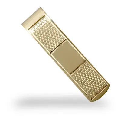 Jewelco London Men's Solid 9ct Yellow Gold Diamond Cut Quilt ID Bar Money Clip - JCL005