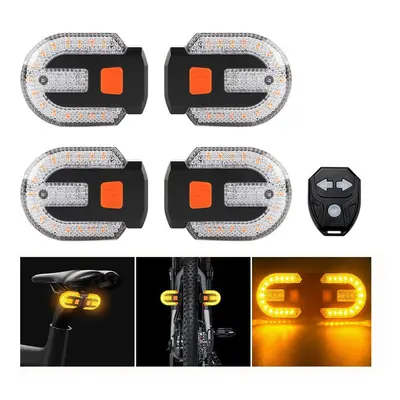 Chronus 4Pcs Bicycle Turn Signal with Alarm, USB Charging Remote Control Split/Integrated Bicycl