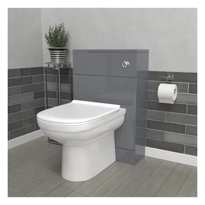 Nes Home Modern 500mm Back To Wall Toilet with WC Bathroom Steel Grey