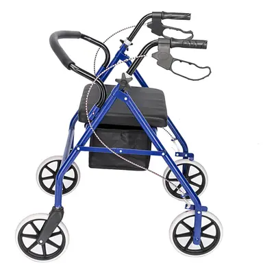 New Folding Rollator Disablity Aid Mobility Walker Wheels with Seat Blue