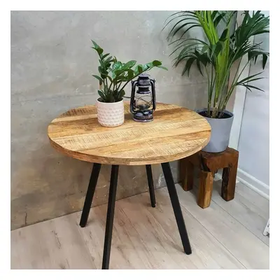 Round Industrial Dining Table Kitchen Furniture Wood Iron Rustic