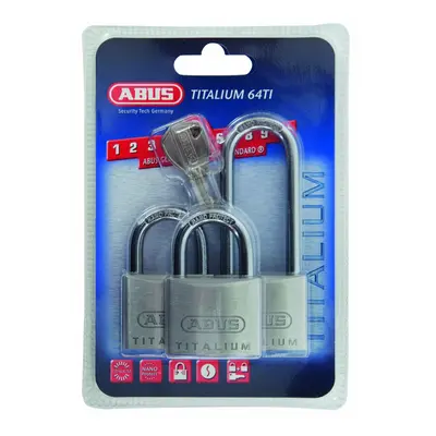 ABUS 64TI/40HB63 x 63mm Titalium Padlock with Long Shackle (Pack of 3)