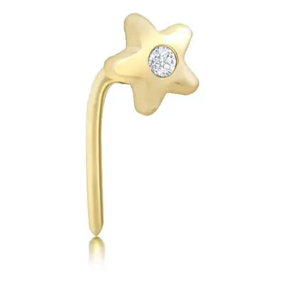 Jewelco London 9ct Gold Cubic Zirconia Solitaire Lucky Star L-Post Nose Stud, 4mm - 1-70-0699