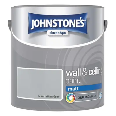 Johnstones Wall & Ceiling Paint Manhattan Grey Matt Finish Emulsion Paint Fantastic Coverage Eas