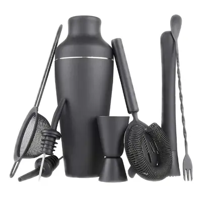 Stylish Matte Black 500Ml Stainless Steel Cocktail Shaker Set