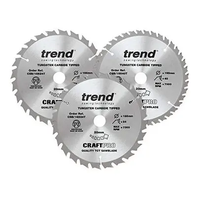 Trend CSB/165/3PK/C Craft Pro Triple Pack Medium/Fine Finish TCT Blades Ideal for DC390, DWE007,