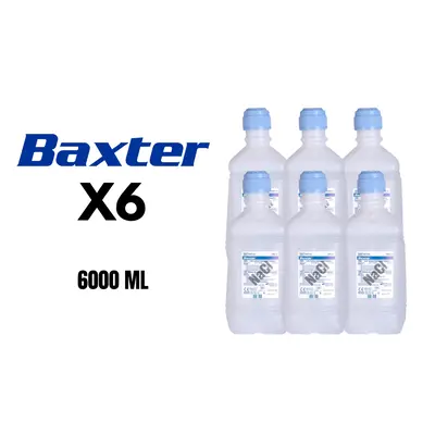 Baxter Sterile NaCl 0.9% Sodium Chrolide (Saline) 1000ml Pack of 6- REF: F7124