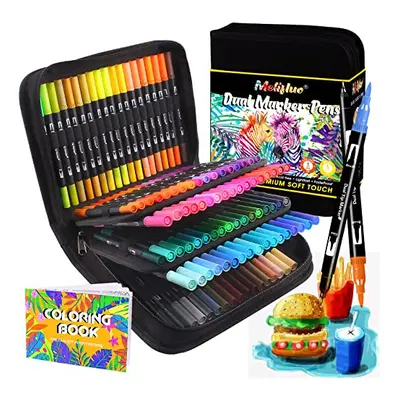 Melifluo Dual Tip Colouring Pens Brush Pens Felt Tip Pens for Adults Colouring Painting Sketchin