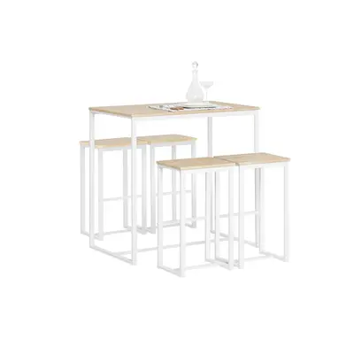 SoBuy OGT15-WN, Bar Set-1 Bar Table and Stools, White and Natural