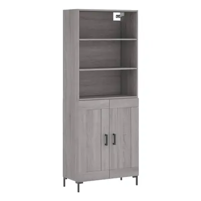 (grey sonoma, wood doors) vidaXL Highboard Sideboard Storage Cabinet Side Cabinet White Engineer