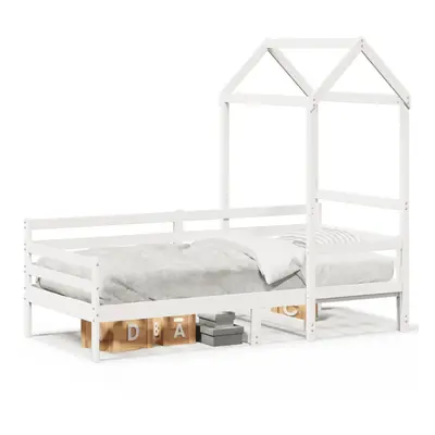 vidaXL Day Bed with Roof Sofa Bed Guest Bed White 90x200 cm Solid Wood Pine