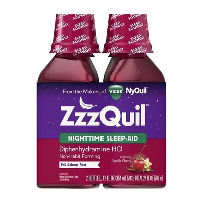 Vicks ZzzQuil Nighttime Sleep Aid Liquid, Vanilla Cherry, oz, ct