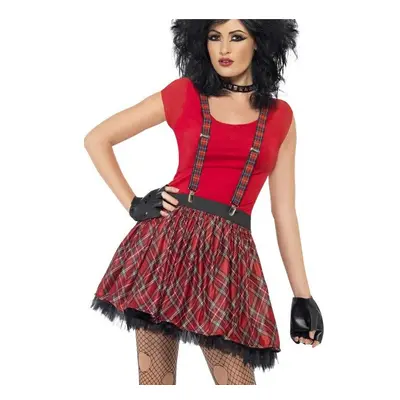 Smiffy's Punk Kit Tartan Tutu Braces And Fingerless Gloves - punk kit fancy dress costume braces