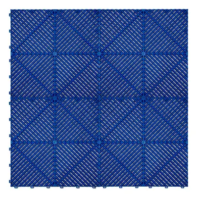 (Vented Garage Floor Tiles Blue (x120) with Edges (x46)) Vented Interlocking Floor Tiles Full Se