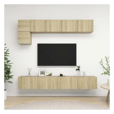 vidaXL Piece TV Cabinet Set Sonoma Oak Engineered Wood