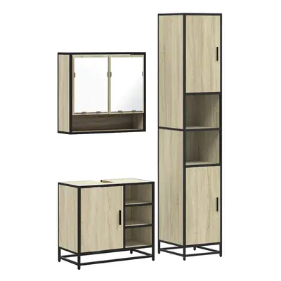 (sonoma oak) vidaXL Piece Bathroom Furniture Set Sonoma Oak Engineered Wood