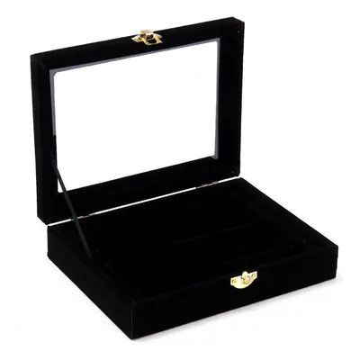 () Jewelry Velvet Wood Ring Display Organizer Case Tray Holder Earring Storage Box