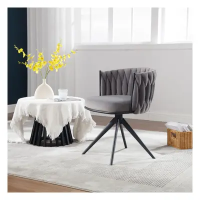 Elegant Round Accent Chair Back Grey Velvet Plush Modern Home DÃ©cor