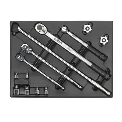 Sealey Premier Ratchet, Torque Wrench, Breaker Bar & Socket Adaptor Set with Tool Tray 13pc TBT3