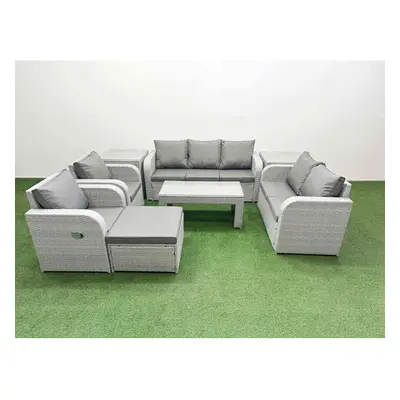 Fimous PE Rattan Garden Furniture Set Adjustable Chair Sofa Double Love Seat Seater Sofa Lounge 