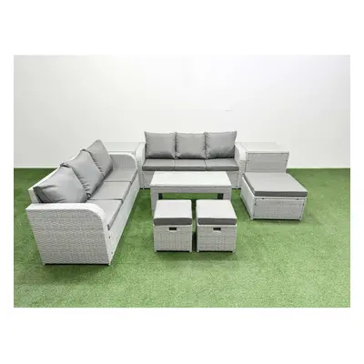 Fimous Outdoor Garden Furniture Sets Seater Wicker Rattan Furniture Sofa Sets with Oblong Coffee