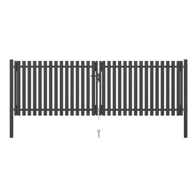 vidaXL Garden Fence Gate Steel 4x1.5m Anthracite Barrier Border Drive Gate