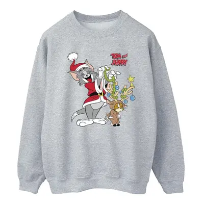 (S, Sports Grey) Tom & Jerry Womens/Ladies Christmas Reindeer Sweatshirt