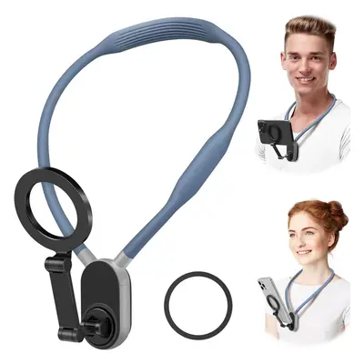 Magnetic Neck Phone Holder Cell Phone Mount, Hand Free POV/Vlog Flexible Phones Neck Holder Arou