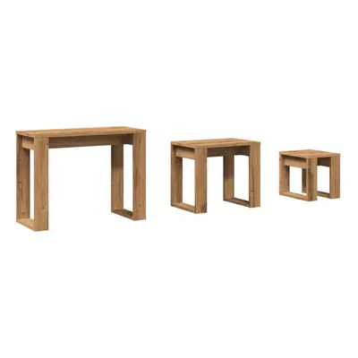 (artisan oak) vidaXL Nesting Tables End Side Table Nest of Table Set Engineered Wood pcs