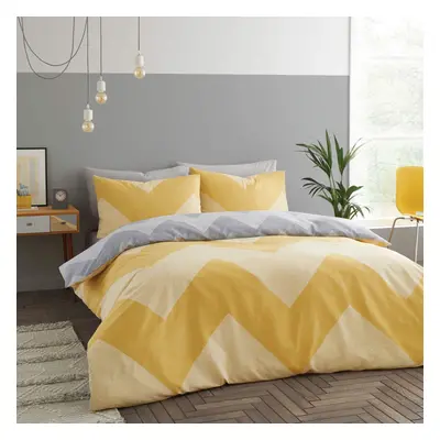 Chevron Geo Twin Pack Duvet Cover Grey/Ochre King