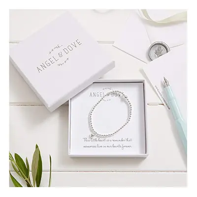 ANGEL & DOVE 'Memories' Silver Heart Beaded Bracelet - Sympathy Gift with Bag & Card