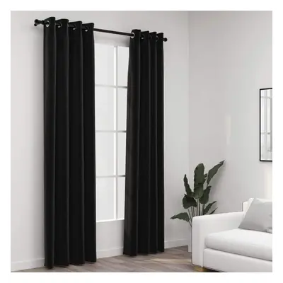 vidaXL Linen-Look Blackout Curtains pcs Anthracite 140x225cm