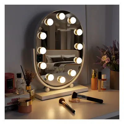 Oval Makeup Dressing Table Mirror with LED Lights, 30cm W x 40cm H