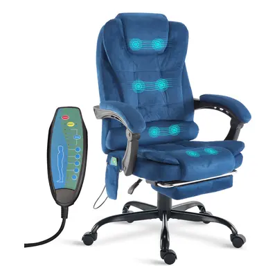 (Blue Velvet) Massage Executive Office Chair Computer Desk Chair Swivel Recliner Gaming Chair