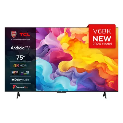 TCL 75V6BK Inch LED 4K Ultra HD Smart TV Bluetooth WiFi