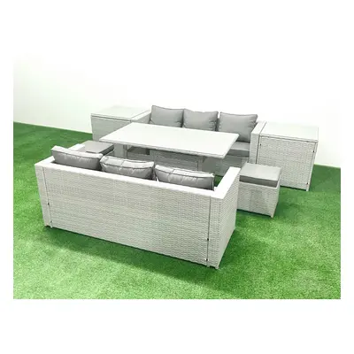 Fimous Rattan Garden Furniture Set Seater Outdoor Sofa Set with Dining Table Side Tables Small F