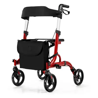 2-in-1 Rollator Walker Foldable Aluminum Alloy Mobility Walking Aid