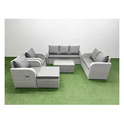 Fimous PE Rattan Garden Furniture Set Adjustable Chair Sofa Double Love Seat Seater Sofa Lounge 