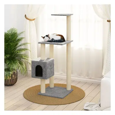 (Light grey) vidaXL Cat Tree with Sisal Scratching Posts Cat Play Tower Cat Climbing Tree