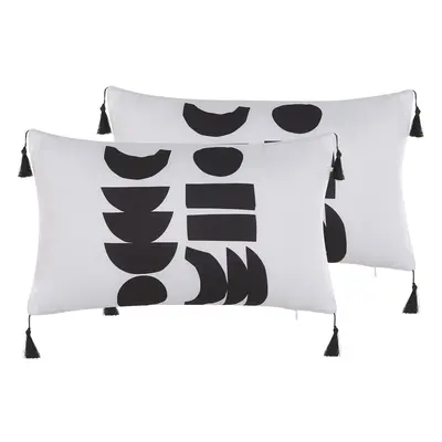 Set of Cushions Geometric Pattern LIRIOPE x cm Black-White