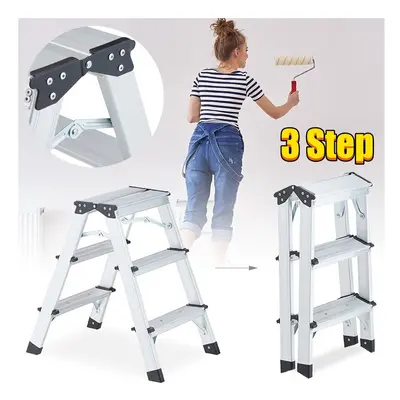 3 Step Ladder Heavy Duty Dual Sided Ladder Foldable Step Stool