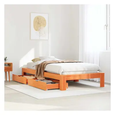 vidaXL Bed Frame without Mattress Wax Brown 90x190 cm Single Solid Wood Pine