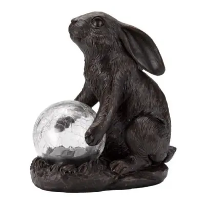 Solar Garden Ornament Hare Muse with Light Up Colour Changing LED Ball Animal