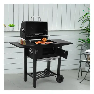 Outdoor Charcoal Grill with Side Tables