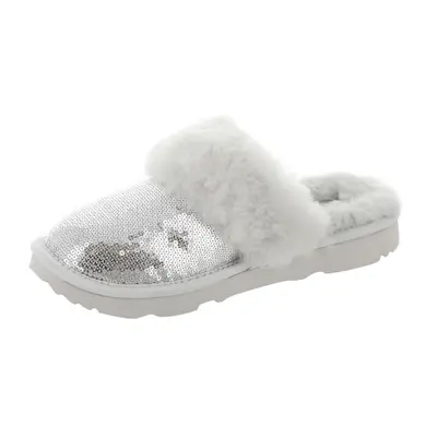 Girl's Cozy Ii Mirror Ball Slipper, Silver, UK Child