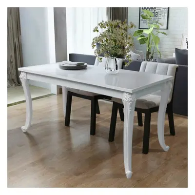 vidaXL Dining Table 116x66x76cm High Gloss White Kitchen Cafe Stand Furniture