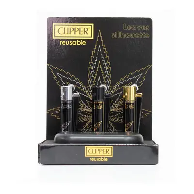 12 Clipper CMP11RH Metal Large Flint Leaves Silhouette Lighters - CM3S138UK