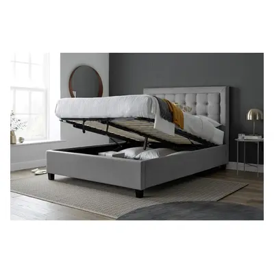 (King Size) Brighton Grey Fabric Ottoman Storage Bed