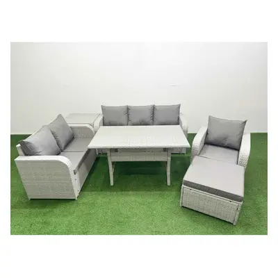 Fimous Patio PE Wicker Seater Outdoor Rattan Furniture Sofa Sets with Reclining Chair Loveseat S