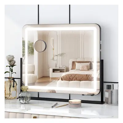 (Black) LED Lighted Hollywood Mirror 360Â° Rotation USB UK